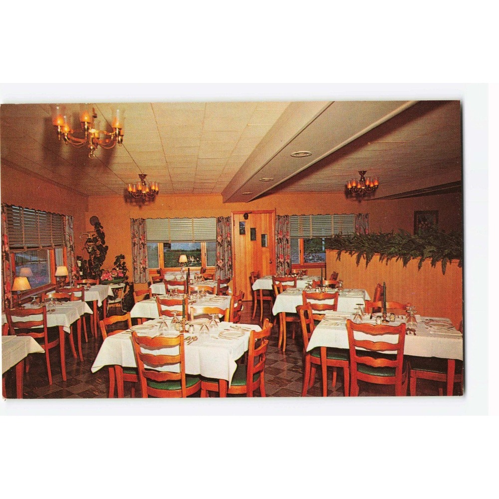Vintage Marbledge East Dorset Vermont Postcard Interior Dining Room VG Chrome